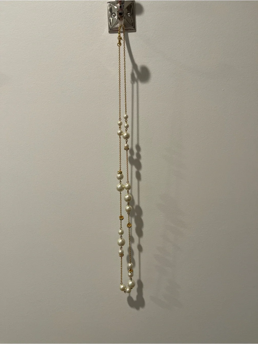 J. Crew Gold-tone Chain Necklace with Cream Pearls